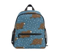 Kcldeci Toddler Backpack for Girls Boys Beaver and White Dots Kindergarten Elementary Preschool Kids School Bag Book Bag M