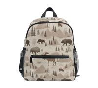 Kcldeci Toddler Backpack for Girls Boys Bison Moose and Bears Kindergarten Elementary Preschool Kids School Bag Book Bag M