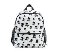 Kcldeci Toddler Backpack for Girls Boys Black Skull and Crossbones Kindergarten Elementary Preschool Kids School Bag Book Bag M