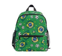 Kcldeci Toddler Backpack for Girls Boys Brazilian Flags and Soccer Balls Kindergarten Elementary Preschool Kids School Bag Book Bag S