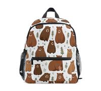 Kcldeci Toddler Backpack for Girls Boys Brown Grizzly Bears Kindergarten Elementary Preschool Kids School Bag Book Bag M