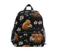 Kcldeci Toddler Backpack for Girls Boys Capybara with Flowers Daisy Kindergarten Elementary Preschool Kids School Bag Book Bag S