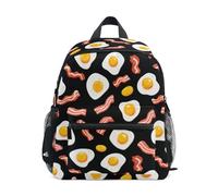 Kcldeci Toddler Backpack for Girls Boys Cartoon Bacon Eggs Kindergarten Elementary Preschool Kids School Bag Book Bag S