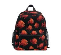 Kcldeci Toddler Backpack for Girls Boys Cartoon Red Piranha Kindergarten Elementary Preschool Kids School Bag Book Bag M