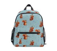 Kcldeci Toddler Backpack for Girls Boys Cartoon Squirrel Violin Kindergarten Elementary Preschool Kids School Bag Book Bag S