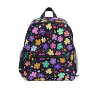 Kcldeci Toddler Backpack for Girls Boys Colorful Flowers and Stars Kindergarten Elementary Preschool Kids School Bag Book Bag M