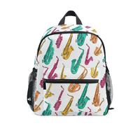 Kcldeci Toddler Backpack for Girls Boys Colorful Saxophone Kindergarten Elementary Preschool Kids School Bag Book Bag S