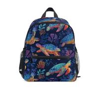 Kcldeci Toddler Backpack for Girls Boys Colorful Sea Turtle Kindergarten Elementary Preschool Kids School Bag Book Bag M