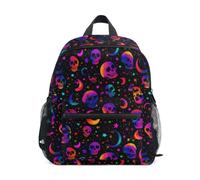 Kcldeci Toddler Backpack for Girls Boys Colorful Skull Moon Stars Kindergarten Elementary Preschool Kids School Bag Book Bag S