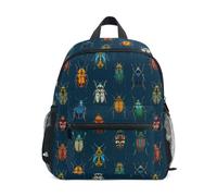 Kcldeci Toddler Backpack for Girls Boys Cool Bugs Insect Blue Kindergarten Elementary Preschool Kids School Bag Book Bag M