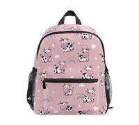 Kcldeci Toddler Backpack for Girls Boys Cow Pink Heart Rainbow1 Kindergarten Elementary Preschool Kids School Bag Book Bag M