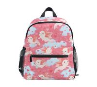 Kcldeci Toddler Backpack for Girls Boys Cute Axolotls Flying in The Sky Kindergarten Elementary Preschool Kids School Bag Book Bag M