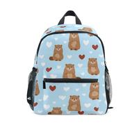 Kcldeci Toddler Backpack for Girls Boys Cute Beaver and Heart Kindergarten Elementary Preschool Kids School Bag Book Bag M