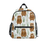 Kcldeci Toddler Backpack for Girls Boys Cute Beavers Grass Kindergarten Elementary Preschool Kids School Bag Book Bag S
