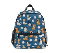 Kcldeci Toddler Backpack for Girls Boys Cute Dogs Baseballs Blue Kindergarten Elementary Preschool Kids School Bag Book Bag S