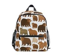 Kcldeci Toddler Backpack for Girls Boys Cute Grizzly Bears Kindergarten Elementary Preschool Kids School Bag Book Bag S