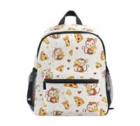 Kcldeci Toddler Backpack for Girls Boys Cute Monkeys Pizza Kindergarten Elementary Preschool Kids School Bag Book Bag M