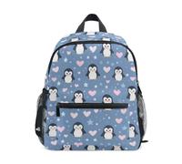 Kcldeci Toddler Backpack for Girls Boys Cute Penguins Pink Hearts Kindergarten Elementary Preschool Kids School Bag Book Bag S