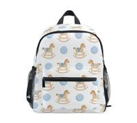 Kcldeci Toddler Backpack for Girls Boys Cute Rocking Horse and Ball M