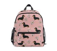 Kcldeci Toddler Backpack for Girls Boys Dachshund and Daisy Kindergarten Elementary Preschool Kids School Bag Book Bag M