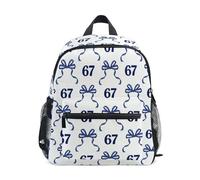 Kcldeci Toddler Backpack for Girls Boys Dark Blue 67 Ribbon Bows Kindergarten Elementary Preschool Kids School Bag Book Bag M
