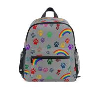 Kcldeci Toddler Backpack for Girls Boys Dog Paw Prints and Rainbow Kindergarten Elementary Preschool Kids School Bag Book Bag S