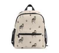Kcldeci Toddler Backpack for Girls Boys Footprints Wolf Kindergarten Elementary Preschool Kids School Bag Book Bag S