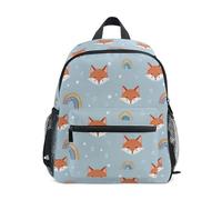 Kcldeci Toddler Backpack for Girls Boys Fox Head and Rainbow Kindergarten Elementary Preschool Kids School Bag Book Bag S