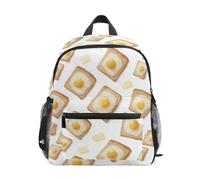 Kcldeci Toddler Backpack for Girls Boys Fried Egg Toast Butter Kindergarten Elementary Preschool Kids School Bag Book Bag M