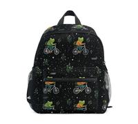 Kcldeci Toddler Backpack for Girls Boys Frog Riding Bike Kindergarten Elementary Preschool Kids School Bag Book Bag S