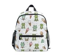 Kcldeci Toddler Backpack for Girls Boys Funny Frog Ice Cream Kindergarten Elementary Preschool Kids School Bag Book Bag M