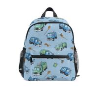 Kcldeci Toddler Backpack for Girls Boys Garbage Trucks Brooms Kindergarten Elementary Preschool Kids School Bag Book Bag S