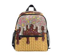 Kcldeci Toddler Backpack for Girls Boys Gold Glitter Ice Cream Kindergarten Elementary Preschool Kids School Bag Book Bag S