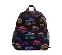 Kcldeci Toddler Backpack for Girls Boys Gradient Monster Truck2 Kindergarten Elementary Preschool Kids School Bag Book Bag M
