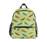 Kcldeci Toddler Backpack for Girls Boys Grasshopper on Light Green Kindergarten Elementary Preschool Kids School Bag Book Bag M