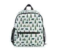 Kcldeci Toddler Backpack for Girls Boys Grizzly Bears Pine Tree Kindergarten Elementary Preschool Kids School Bag Book Bag S