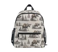 Kcldeci Toddler Backpack for Girls Boys Hiking Moose on Gray Kindergarten Elementary Preschool Kids School Bag Book Bag S