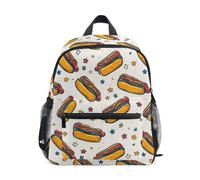 Kcldeci Toddler Backpack for Girls Boys Hot Dog Stars Kindergarten Elementary Preschool Kids School Bag Book Bag S