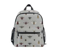 Kcldeci Toddler Backpack for Girls Boys Insects Bugs Gray Kindergarten Elementary Preschool Kids School Bag Book Bag M