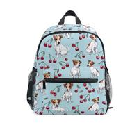 Kcldeci Toddler Backpack for Girls Boys Jack Russell Terriers Cherry Kindergarten Elementary Preschool Kids School Bag Book Bag M