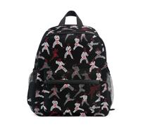 Kcldeci Toddler Backpack for Girls Boys Karate on Black1 Kindergarten Elementary Preschool Kids School Bag Book Bag M