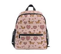 Kcldeci Toddler Backpack for Girls Boys Love Donut Dachshund Heart Kindergarten Elementary Preschool Kids School Bag Book Bag S