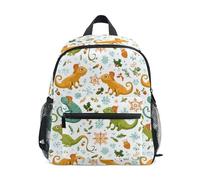 Kcldeci Toddler Backpack for Girls Boys Merry Christmas Lizard Kindergarten Elementary Preschool Kids School Bag Book Bag M
