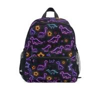 Kcldeci Toddler Backpack for Girls Boys Neon Dinos and Star Kindergarten Elementary Preschool Kids School Bag Book Bag M