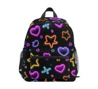 Kcldeci Toddler Backpack for Girls Boys Neon Love Heart Kindergarten Elementary Preschool Kids School Bag Book Bag S