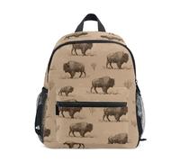 Kcldeci Toddler Backpack for Girls Boys North America Bison Kindergarten Elementary Preschool Kids School Bag Book Bag S