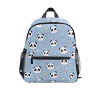 Kcldeci Toddler Backpack for Girls Boys Panda Faces Triangles Kindergarten Elementary Preschool Kids School Bag Book Bag S