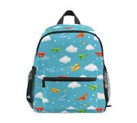 Kcldeci Toddler Backpack for Girls Boys Paper Airplane Kindergarten Elementary Preschool Kids School Bag Book Bag S