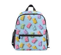 Kcldeci Toddler Backpack for Girls Boys Pastel Gummy Bears Kindergarten Elementary Preschool Kids School Bag Book Bag S