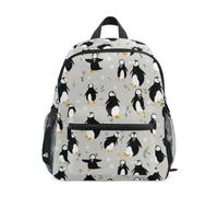 Kcldeci Toddler Backpack for Girls Boys Penguins Gray Kindergarten Elementary Preschool Kids School Bag Book Bag S